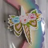 Traje de fiesta de unicornio, vajilla para fiestas de cumpleaños infantiles, bandeja de papel desechable, vaso de papel, toalla de papel, mantel