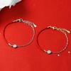 Bezerro corda vermelha pulseira de camada dupla Feminino simples nicho design sentido bonito geométrico diamante-incrustado círculo estilo coreano