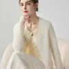 Cárdigan de punto de cachemira con retazos de encaje francés para mujer, suéter jacquard de un solo botón para otoño/invierno 2026, suave y cálido