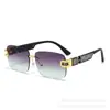 Gafas de Sol Cuadradas de Alta Gama con Borde Recortado Sin Marco Serie H Moda Transfronteriza Europea y Americana para Hombres y Mujeres Gafas de Sol para Viajes
