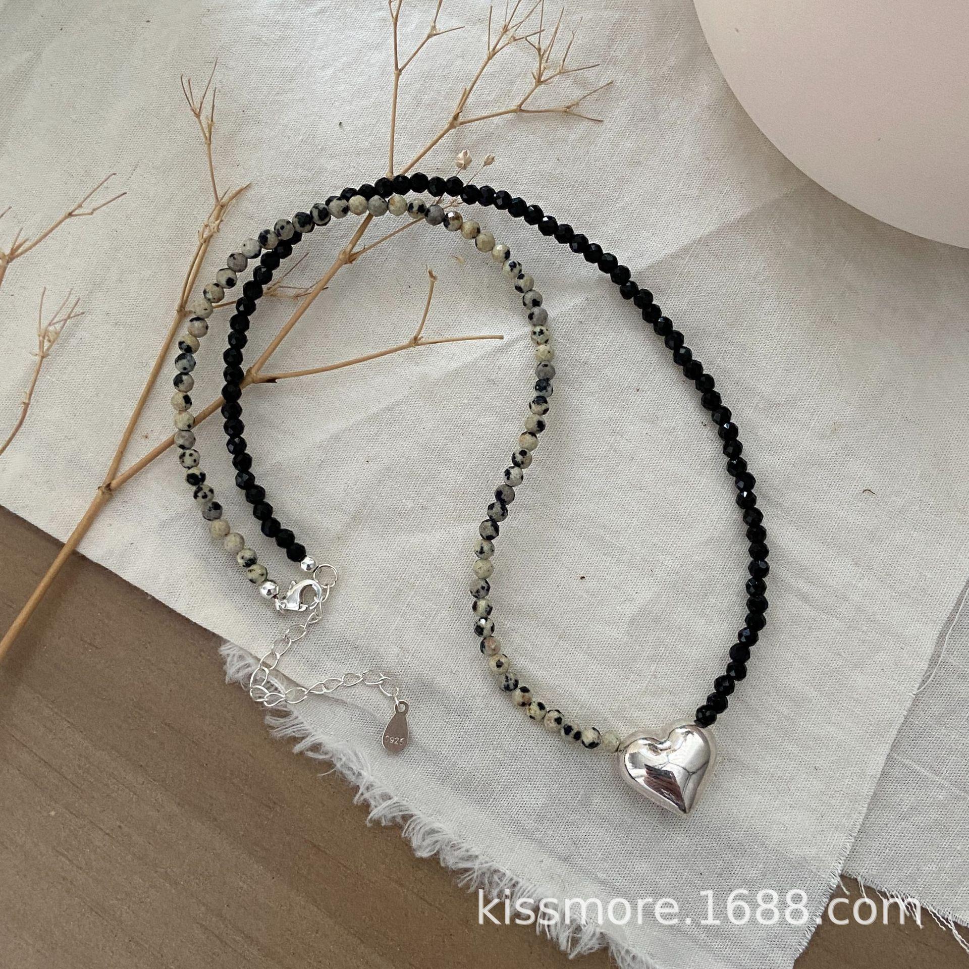 斑点石合成黑尖晶爱心纯银项链21.jpg