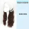Lenço Triângulo Headband Peruca Chapéu Feminino com Cabelo Integrado Cobertura Total de Cabeça de Verão Cobertura Natural Realista Ondulada para Meia Cabeça