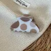 Grampo de garra em sarja com bolinhas de café irregulares, grampo de cabelo oco de alta qualidade, grampo lateral, acessório de cabelo para coque na parte de trás da cabeça, grampo de bico de pato