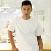 Camiseta de Algodón Puro de Peso Pesado para Hombre, Estilo Básico Holgado de Verano, Camiseta Interior Negra y Blanca de Media Manga con Cuello Redondo, Personalizable con Logo