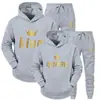 Sudaderas con Capucha Estampadas de Marca de Tendencia Otoñal Europea y Americana para Hombres y Mujeres, Conjuntos Deportivos Casuales y Pantalones de Chándal de Dos Piezas para Parejas