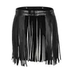 Divertidos Casais Adultos Usam Adereços Cinto de Couro Preto e Branco Borla Calças de Couro Calças de Couro Comércio Exterior Palco Boate Roupas