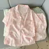 Venta al por mayor transfronteriza de pijamas nuevos de algodón nube para mujer, populares en verano, conjunto lindo de dibujos animados de manga corta y shorts para casa
