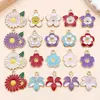 Pendente de Flor de Cerejeira Artificial com Gotejamento de Óleo, Margarida, Lírio, Flor de Cinco Pétalas em Liga de Zinco, Acessórios para Pulseira DIY, Chaveiro, Joias
