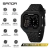 Reloj de moda marca Sanda, elegante reloj deportivo cuadrado multifuncional para hombre impermeable, reloj de pulsera luminoso para fiesta de estudiantes