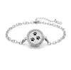 Pulsera de acero titanio con incrustaciones de diamantes calada tipo hilo de aromaterapia para difusión de aceites esenciales Pulsera con patrón de árbol de la vida europeo y americano venta al por mayor