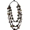 Collar de Múltiples Capas con Botones de Dopamina Estilo Étnico Cadena Larga para Suéter con Colgante de Coco y Madera Estilo Literario Retro para Mujer