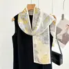 Bufanda Larga de Seda de Morera para Mujer, Elegante Estampado Floral, Bufanda Decorativa Larga para el Cuello Versátil, Tacto de Alta Gama, Bufanda Larga de Cinta