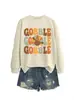 Amazon eBay site independente moda casual feminina "gobble gobble" peru outono e inverno nova blusa de moletom