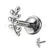 Aretes para piercing de labio de titanio F136 con diseño de animal, hoja y caricatura, joyería para piercing corporal de aleación de titanio G23, piercing de cóclea