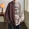 Suéter para Hombre Estilo Artístico Versión Coreana Moderno Holgado Tejido de Punto Japonés Invierno Ins Estilo Hong Kong Chaqueta Cardigan Perezosa