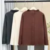 100kg Irmã Gorda Outono e Inverno Novo Casual Temperamento Gola Alta Meia Gola Cor Sólida Manga Longa Camisa Básica Tamanho Grande Roupa Íntima 9003