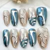 Uñas Postizas Elegantes Estilo Ojo de Gato para Otoño e Invierno, Populares en Xiaohongshu y Douyin, Juego de 10 Uñas Postizas Hechas a Mano, Venta al por Mayor
