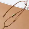Nuevo collar de cuero encerado hecho a mano de alta gama, exquisito, para mujer, cadena para clavícula de jade Hetian, cadena fina para suéter