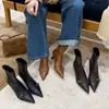 Botas Femininas Curtas 2026 Outono/Inverno Botas Femininas Botas Curtas Trançadas Botas Salto Agulha Botas Emagrecedoras Botas Chelsea
