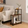 Mesita de noche, mesa auxiliar pequeña para sofá, mesita de noche simple, estante de almacenamiento para mesita de noche en casa de alquiler