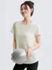 Roupas de Yoga Finas de Manga Curta para Mulheres no Verão, Tamanhos Grandes Tops para Treinamento de Corrida Esportiva Tênis Pilates, Roupas de Academia para Usar por Cima