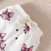 Conjunto de dos piezas para bebé niña, otoño 2025, con estampado de lazo, pantalón deportivo, ropa de casa