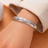 Estilo Étnico Retro Pulsera Abierta de Plata Antigua Pulsera de Moda de Lujo Ligero para Hombres y Mujeres Joyería de Mano con Patrón Grabado