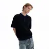 Camiseta Casual Tendência Verão 2026 Masculina Gola Redonda Meio Botão Manga Curta Design Versátil Solto Costura Lateral Top