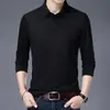 Camiseta de Manga Larga para Hombre de Seda de Morera Otoño 2023 Cuello Polo para Hombre de Edad Media Papá Ropa de Seda Helada Talla Grande Estilo Delgado