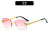 Gafas de sol cuadradas sin marco con diseño de leopardo, de moda europea y americana, personalizadas para exteriores, para tiro callejero, modernas gafas de sol transfronterizas para mujer.
