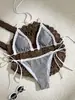 Biquíni de Duas Peças Verão 2027 Novo Xadrez Pequeno com Amarração no Pescoço Roupa de Banho de Praia Amazon