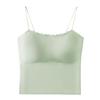 Camisola de espalda hermosa para mujer con cuello ondulado, regazo interior integrado con almohadilla para el pecho, ropa exterior, top de tubo ligero anti-correr, ropa interior para verano