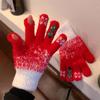 Guantes de Árbol de Navidad para Mujer Otoño e Invierno Pantalla Táctil de Dedo Forro Polar de Copo de Nieve Engrosado Peludo Estudiante Escritura Ciclismo Tendencia