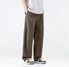 Calça Casual de Linho Tencel Estilo Old Money para Homens, Verão Solta Reta Perna Larga Fresca Longa
