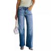 Estación Independiente Exportación Color Claro Jeans Simples para Mujer Amazon Transfronterizo Lavados Cintura Alta Pierna Ancha en Stock