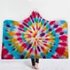 Manta Mágica com Capuz Manta Manto Capuzado Espessada Camada Dupla Pelúcia Manta Infantil Manta de Sesta Estilo Espiral Arco-íris