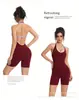 Macacão de cor bloco estilo europeu e americano transfronteiriço com decote halter e decote em V, roupa de yoga, modelador esportivo para controle abdominal e levantamento de glúteo, formato de bumbum de pêssego
