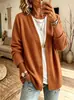 Estilo europeo y americano, corte holgado, cárdigan de punto gofre con hombros caídos, con un sencillo cuello en V y diseño de un solo botón, una chaqueta suéter casual