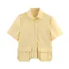 Moda Feminina Europeia e Americana Transfronteiriça Aliexpress Ins Venda Quente Camisa com Detalhe de Bolso + Conjunto de Saia Midi de Trabalho com Detalhe de Bolso