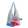Bolsa Transversal de Crochê Formato de Peixe Desenho Animado para Mulheres, Bolsa de Ombro Fashion para Férias, Versátil Nova Bolsa de Mão Estilo Coreano Fofa 2026