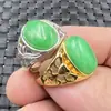 Anel de Jade Anel de Jade Verde Seco Rosto de Ovo Anel Verde Yang Anel Oval Anel Totalmente Verde Anel de Dedo de Jade Pulseira
