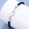 Pulseira para Casais, Pulseira Trançada de Fio Preto e Vermelho, Presente para Estudantes, Pulseira Comemorativa em Formato de Coração para Dropshipping