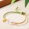 Nuevo Estilo Chino Estilo Nacional Tallado en Cristal Zakiram Tarjetas de Mano Cuerda de Mano de Cristal Blanco Tejida a Mano Tarjetas de Mano para Novia Pulsera