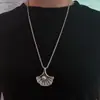 Cadena de Suéter Larga con Colgante de Hoja de Ginkgo Completamente Incrustada de Diamantes de Alta Gama para Mujer, Nueva Moda Otoño e Invierno, Elegante y Versátil