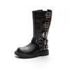 Botas Infantiles Marrones con Múltiples Hebillas Botas de Caballero Botas de Vaquero Occidentales Niñas Piel Suave Suela Gruesa Botas Retro Martin Estilo Clásico