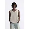 Regata Canelada Texturizada Estilo Americano Streetwear para Homens, Colete Liso Sem Mangas de Verão, Top Esportivo Solto para Exterior