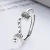 Yunchaoxuan Plata S925 Moda Retro Candado de Paz Bola Redonda Colgante Diseño Simple Moderno Versátil Anillo Abierto