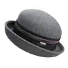 Rongmei 2026 Nuevo Sombrero Clásico Hepburn Transfronterizo con Ala Curva, Sombrero de Mezcla de Seda y Lana, Elegante Sombrero de Estilo Francés