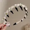 Faixa de Cabeça Floral Dentada Doce para Mulheres, Uso Diário ao Ar Livre, Faixa de Cabelo com Fita Superior de Caveira Alta, Prendedor de Cabelo Integrado, Acessório de Cabelo