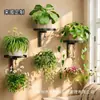 Estante de Flores Multifuncional Transfronterizo, Soporte de Plantas de Hierro para Pared, Colgador de Plantas Simple de Estilo Europeo para Pared, Puede Colgar Macetas y Carrillones de Viento